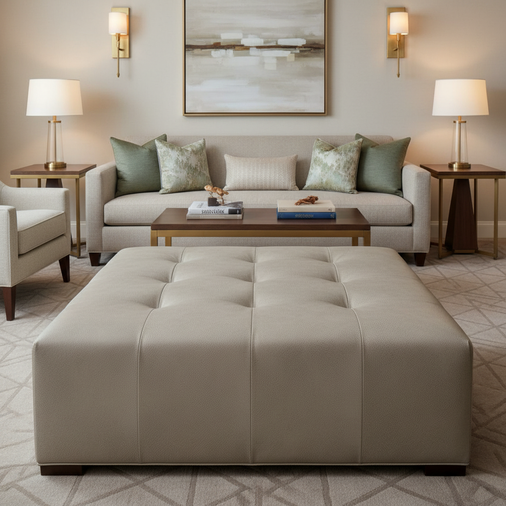 Quintana Bay - Shell Upholstered Ottoman | Architectural Fabrics