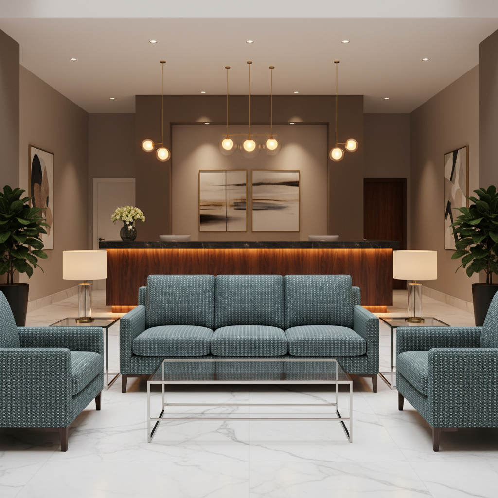 Woven Geometric Texture Teal Mist Upholstered Sofa | Architectural Fabrics