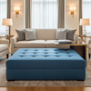 Ultrasuede  South Beach  Blue Upholstered Ottoman | Ultrasuede Upholstery