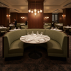 Woven Crosshatch Texture Olive Drab Upholstered Banquette | Architectural Fabrics