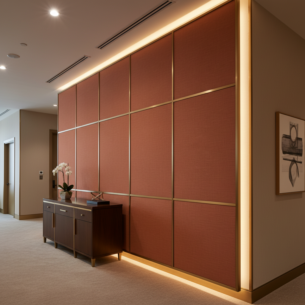 Aspect - Terracotta Performance Polyurethane Upholstered Wall Panel | Architectural Fabrics