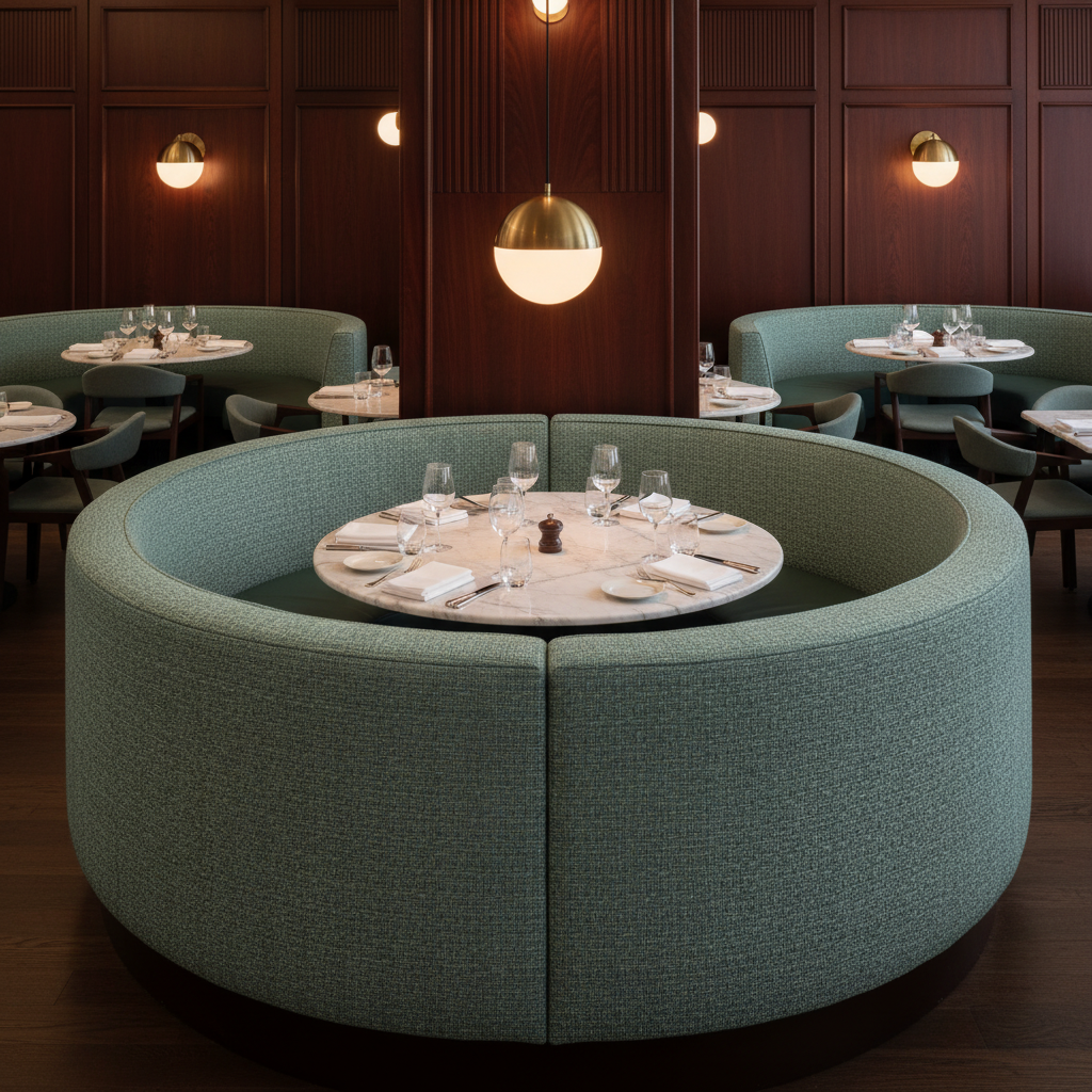 Woven Basketweave Texture Seafoam Mist Upholstered Banquette | Architectural Fabrics
