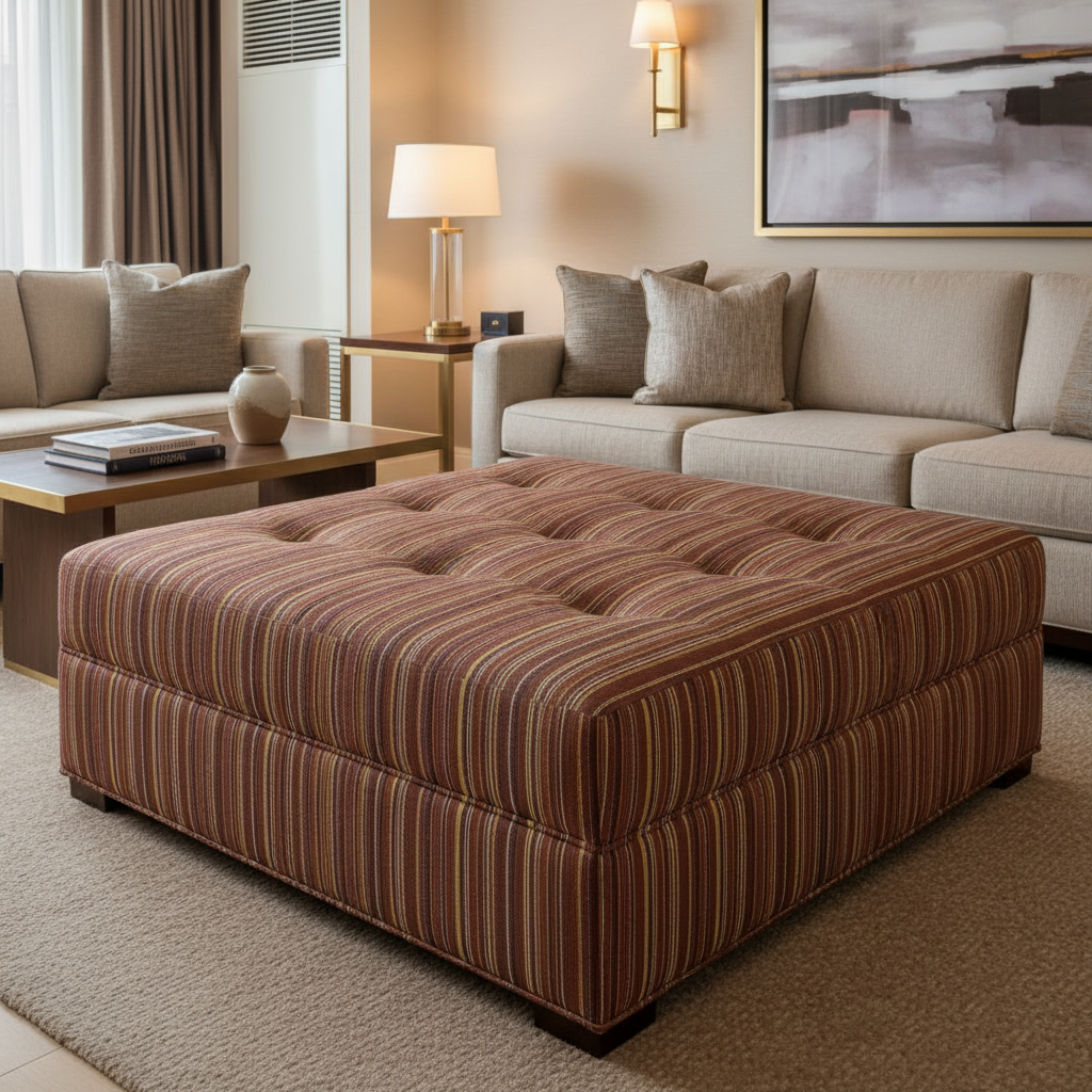 Sandy Point Stripe - Zest Upholstered Ottoman | Architectural Fabrics