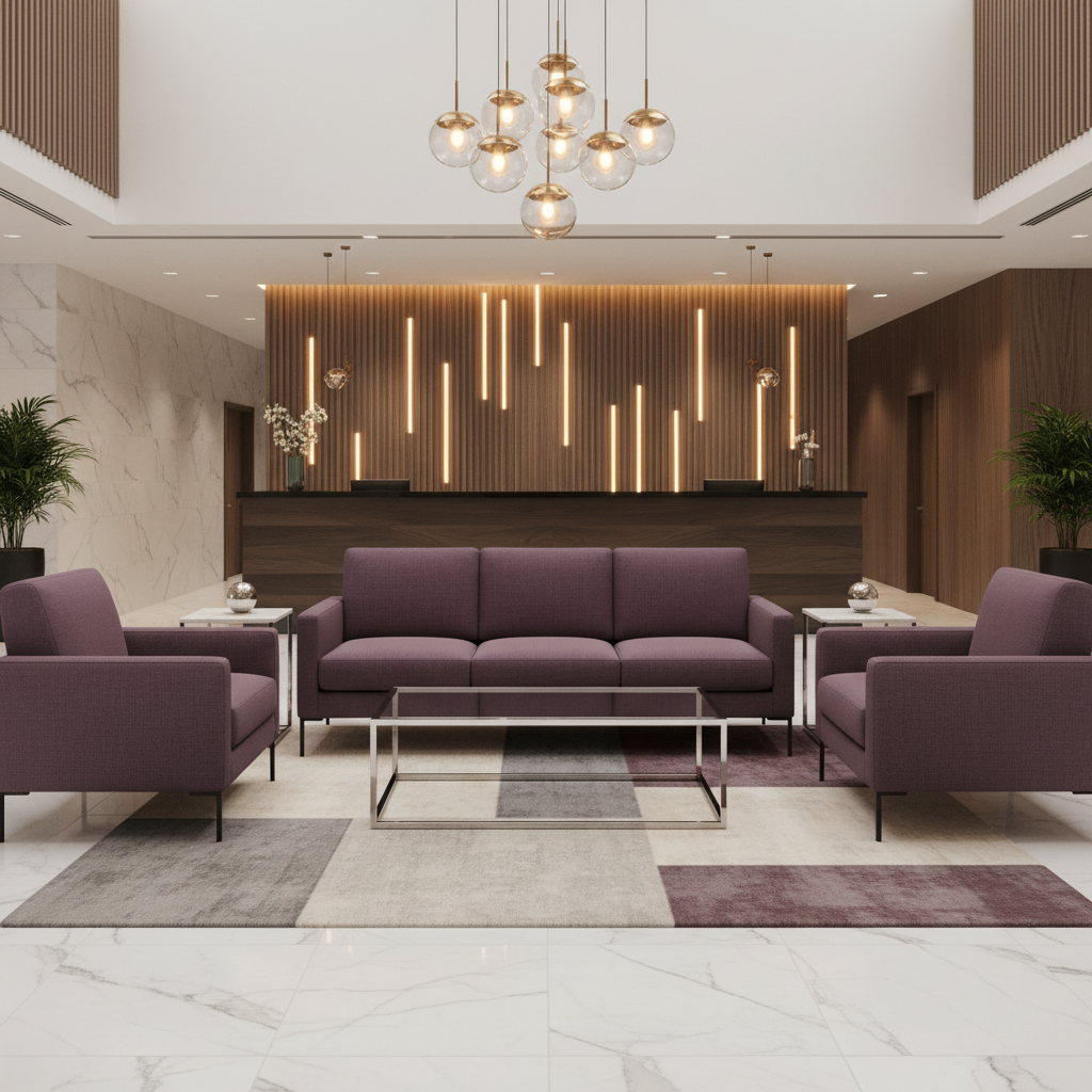 Subtle Woven Texture Deep Plum Upholstered Sofa | Architectural Fabrics