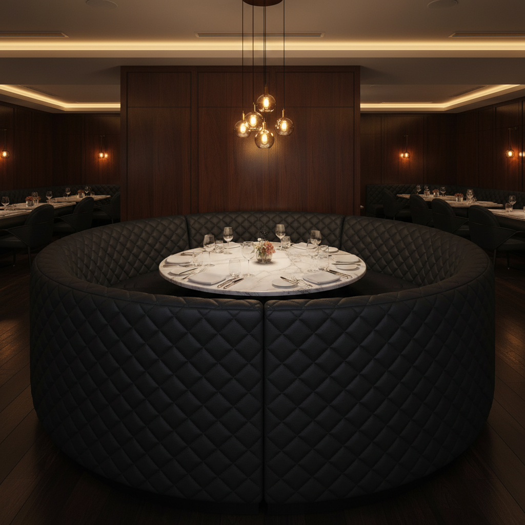 Tyrell Bay - Black Upholstered Banquette | Architectural Fabrics