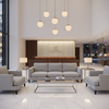 Fine Pebble Grain Soft Gray Upholstered Sofa | Architectural Fabrics