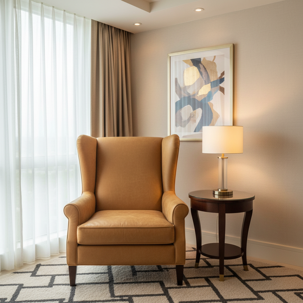 Smooth Matte Finish Caramel Tan Upholstered Chair | Architectural Fabrics