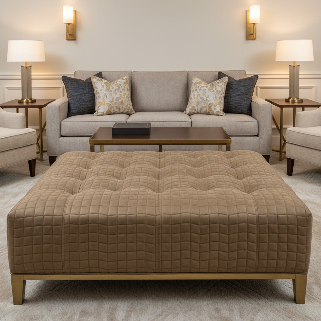 Waterfall Bay - Palladium Upholstered Ottoman | Architectural Fabrics