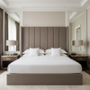 Subtle Textured Solid Muted Taupe Upholstered Headboard | Architectural Fabrics