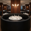 Embossed Reptile Scale Deep Onyx Upholstered Banquette | Architectural Fabrics