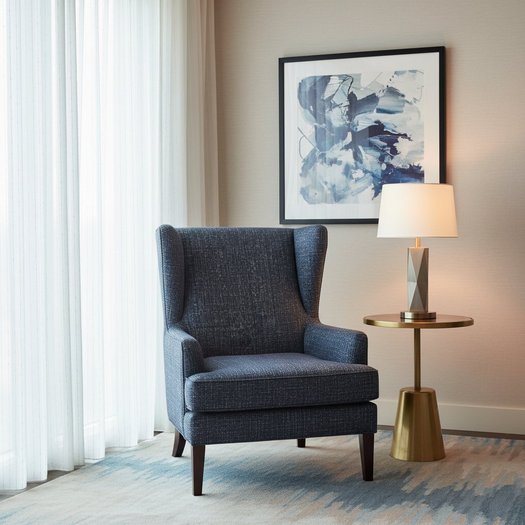 Woven Crosshatch Texture Deep Indigo Upholstered Chair | Architectural Fabrics