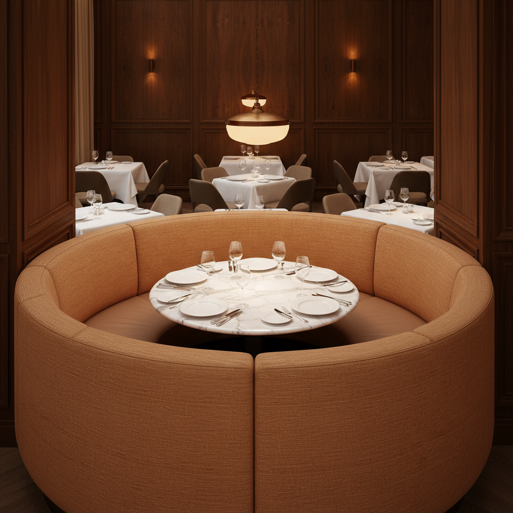 Fine Textured Weave Copper Penny Upholstered Banquette | Architectural Fabrics