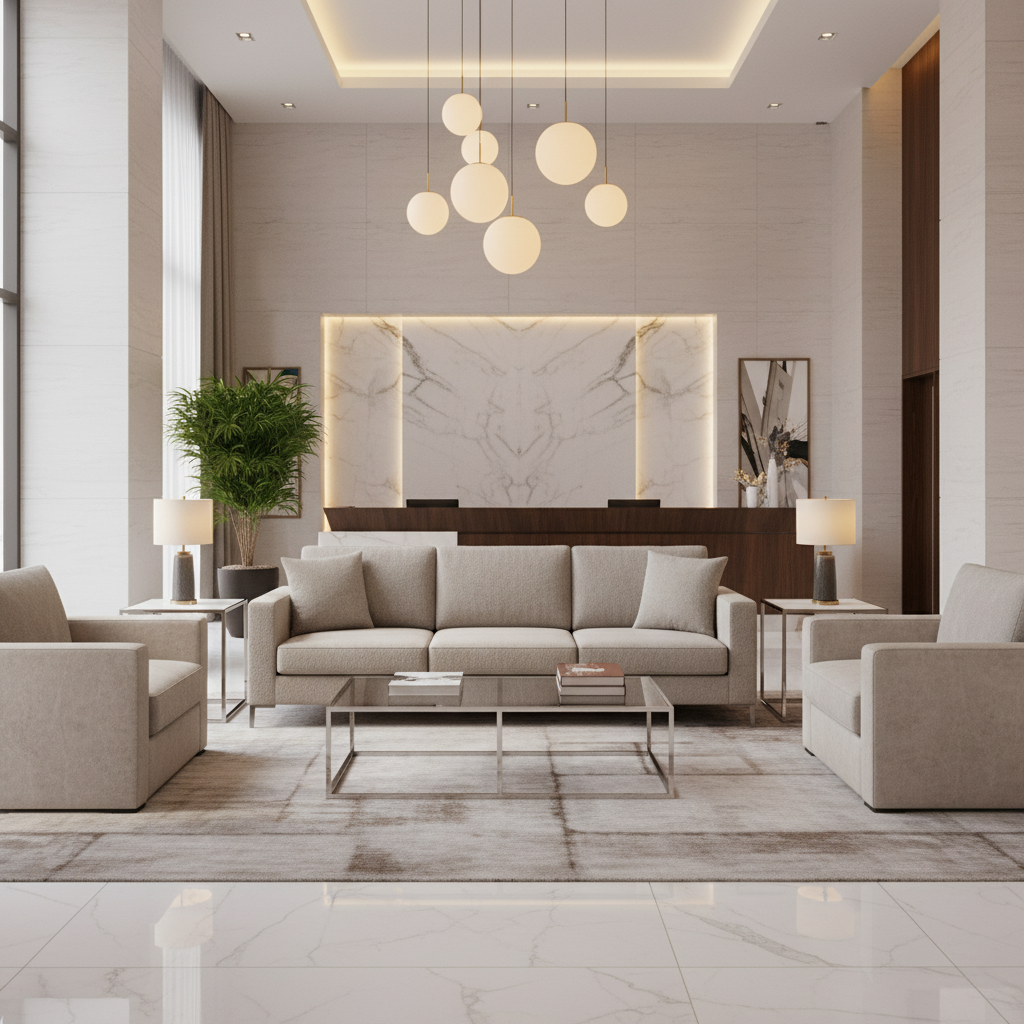Algiers - Limestone Performance Vinyl Upholstered Sofa | Architectural Fabrics