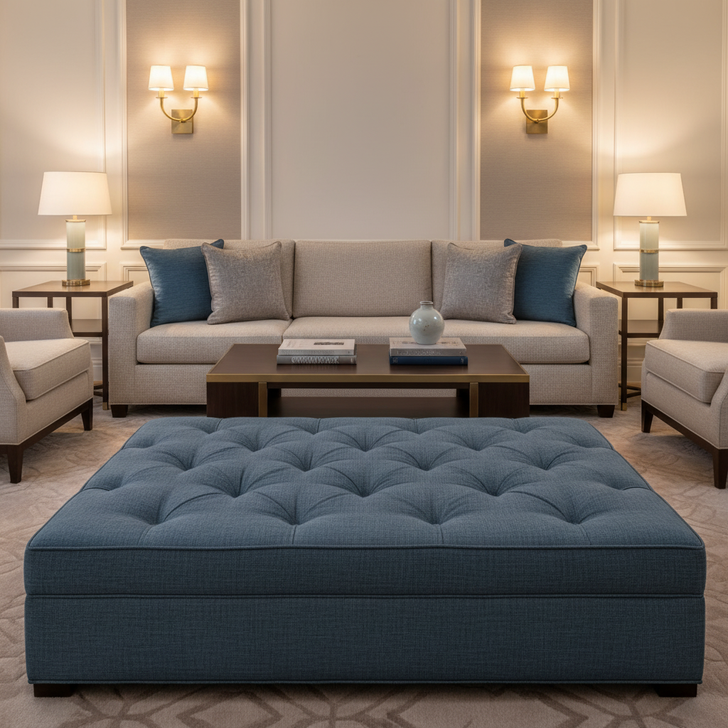 Linen Island - Reef Upholstered Ottoman | Architectural Fabrics