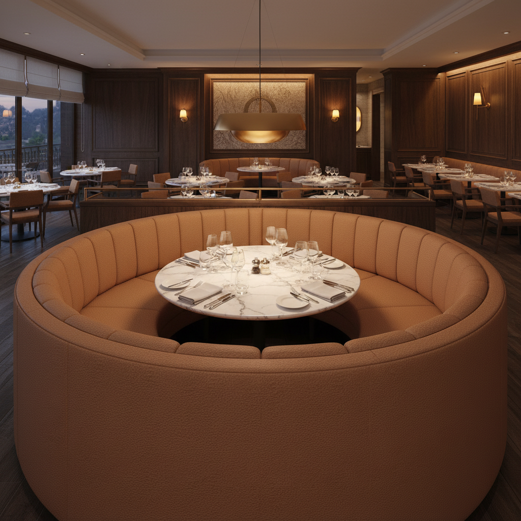 Algiers - Sienna Earth Performance Vinyl Upholstered Banquette | Architectural Fabrics