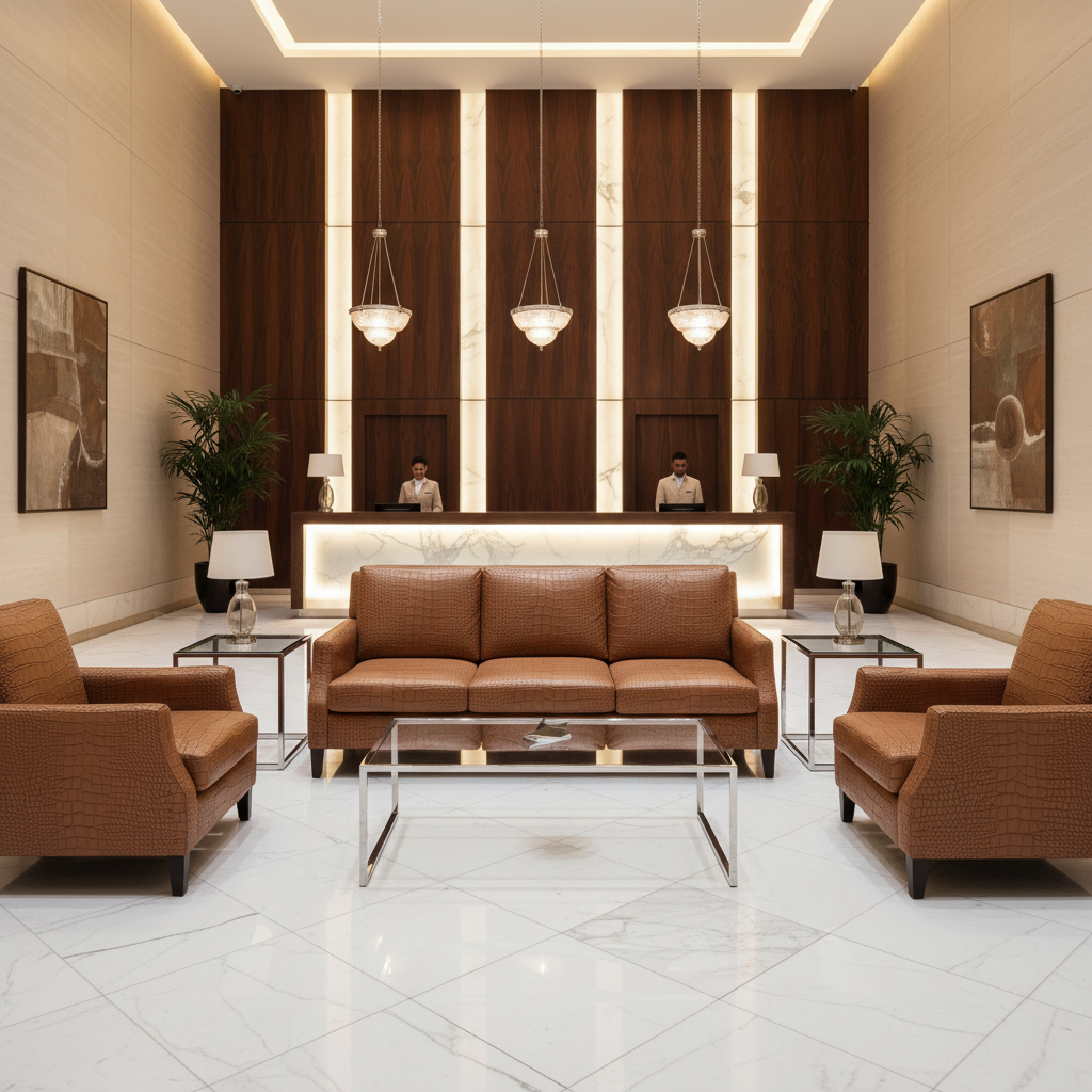 Embossed Reptile Scale Toffee Brown Upholstered Sofa | Architectural Fabrics