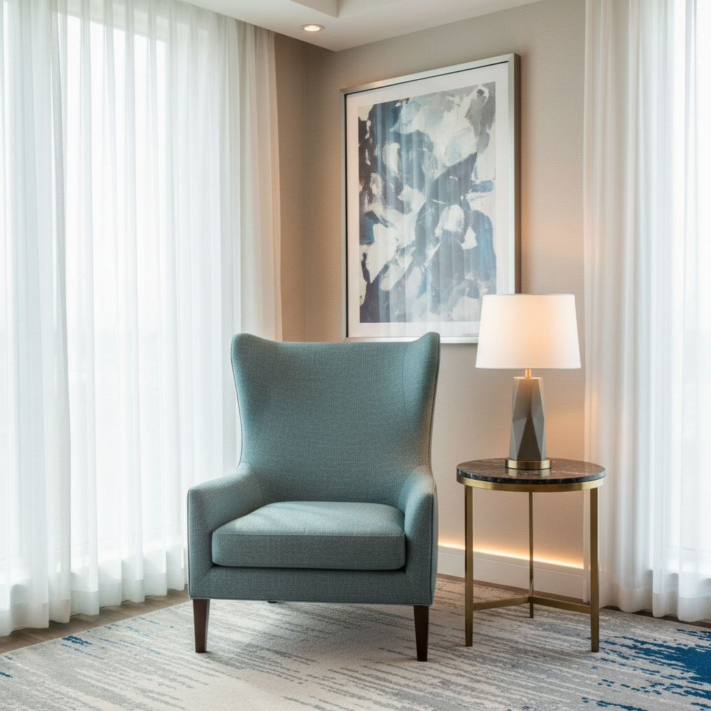 Fine Woven Texture Dusty Teal Upholstered Chair | Architectural Fabrics
