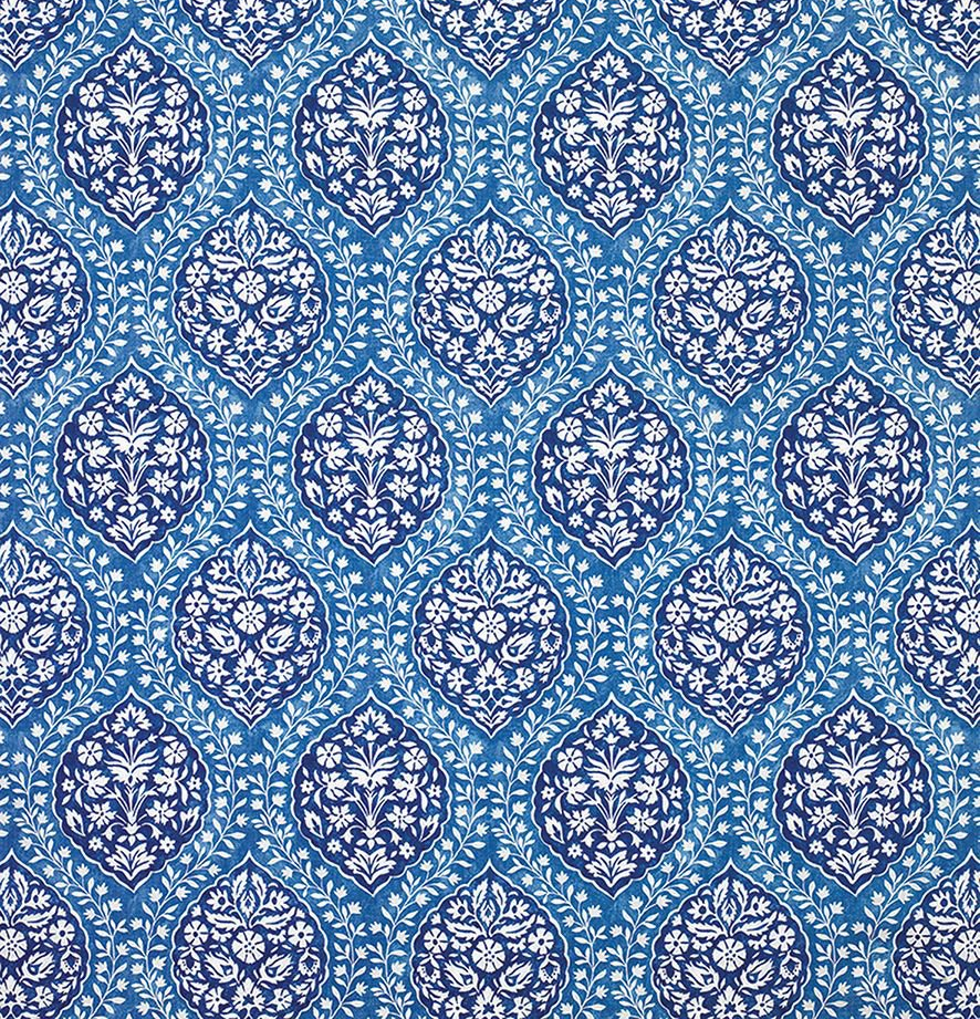 DWCY-900176 Nina Campbell Fabric Azure Blue designer-wallcoverings-los-angeles