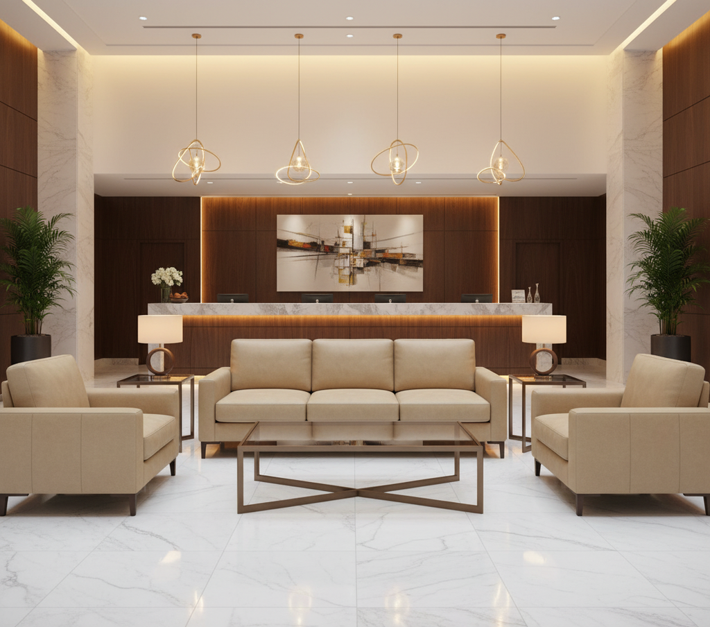 BALBOA - Sandstone Faux Leather Upholstered Sofa | Architectural Fabrics