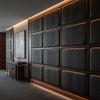 Channel Chevron Stitch Dark Graphite Upholstered Wall Panel | Architectural Fabrics