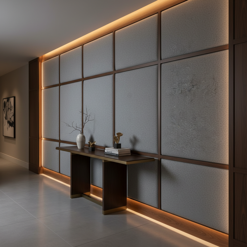 Aragon - Iron Ore Performance Vinyl Upholstered Wall Panel | Architectural Fabrics
