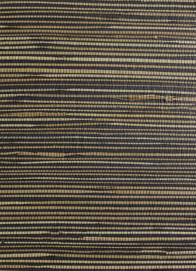 Nantucket Grasscloth Black Tan Wallcovering | Phillipe Romano
