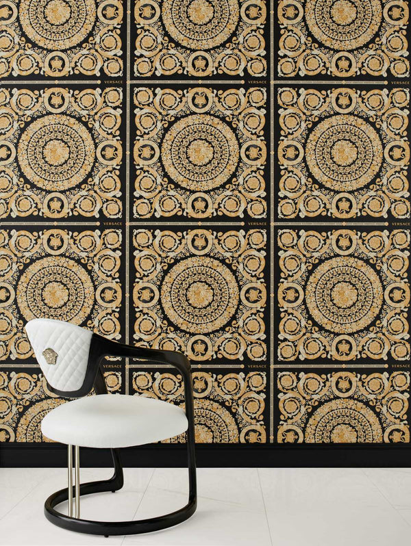 Heritage Black Gold Wallcovering | Versace