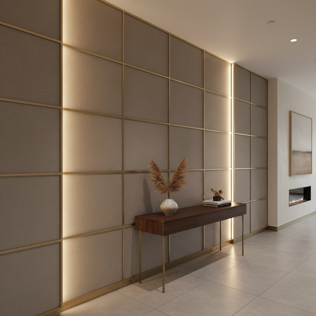 Smooth Pebble Grain Soft Taupe Upholstered Wall Panel | Architectural Fabrics