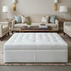 Embossed Reptile Skin Bright White Upholstered Ottoman | Architectural Fabrics