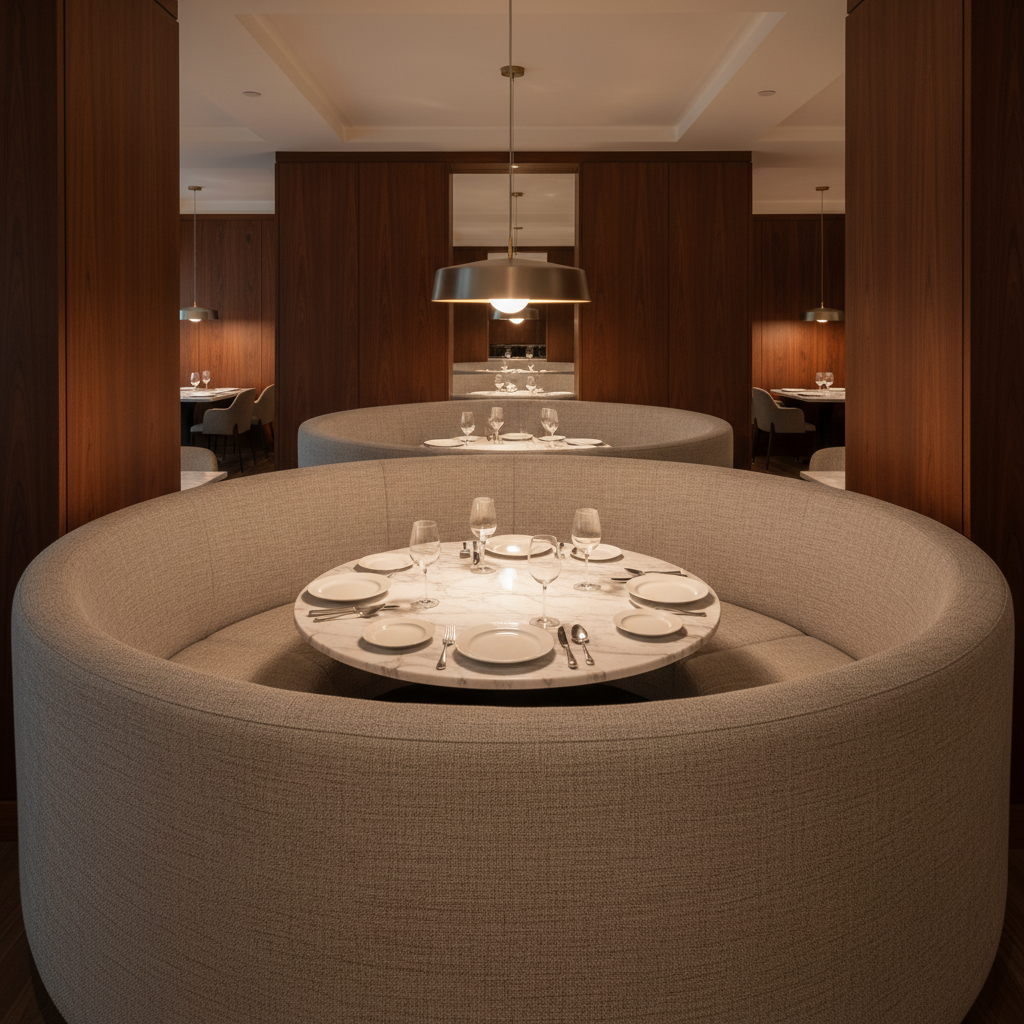 Woven Linen Texture Soft Taupe Upholstered Banquette | Architectural Fabrics