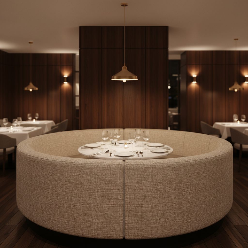 Manchioneel - Almond Upholstered Banquette | Architectural Fabrics