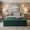 Smooth Leather Grain Deep Evergreen Upholstered Ottoman | Architectural Fabrics