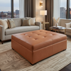 Algiers - Terracotta Performance Vinyl Upholstered Ottoman | Architectural Fabrics
