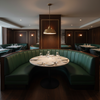 Smooth Leather Grain Deep Evergreen Upholstered Banquette | Architectural Fabrics