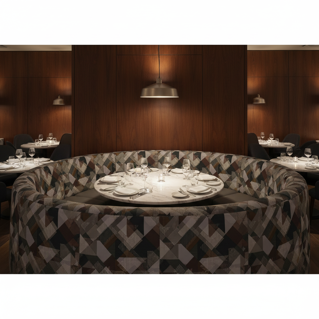 Trellis Bay - Charred Upholstered Banquette | Architectural Fabrics