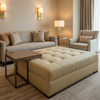 Aire Pebbled - Oatmeal Breathable Polyurethane Upholstered Ottoman | Architectural Fabrics