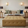 Smooth Pebble Grain Golden Butter Upholstered Ottoman | Architectural Fabrics