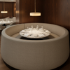 Woven Textile Texture Misty Taupe Upholstered Banquette | Architectural Fabrics