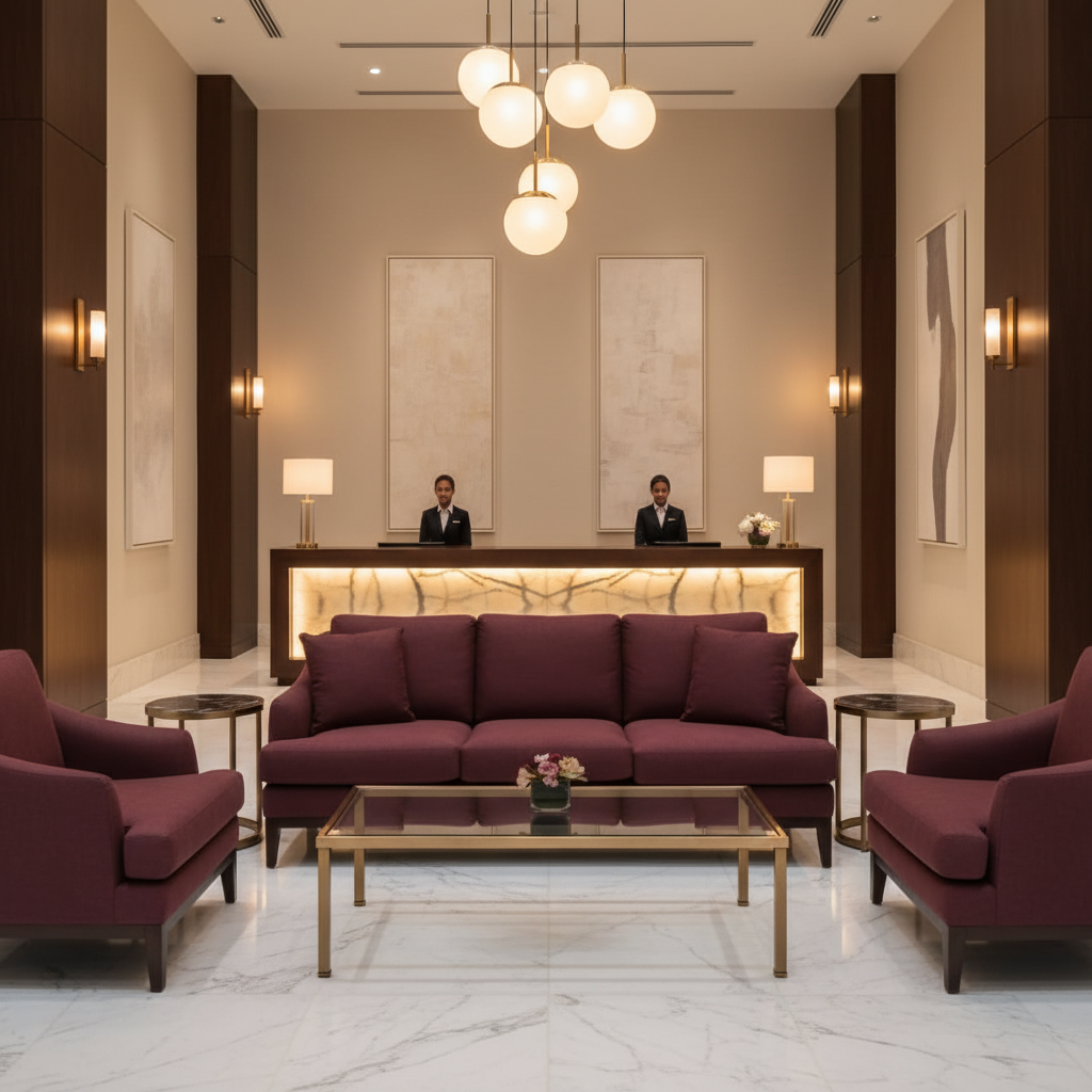 Smooth Solid Texture Deep Burgundy Upholstered Sofa | Architectural Fabrics