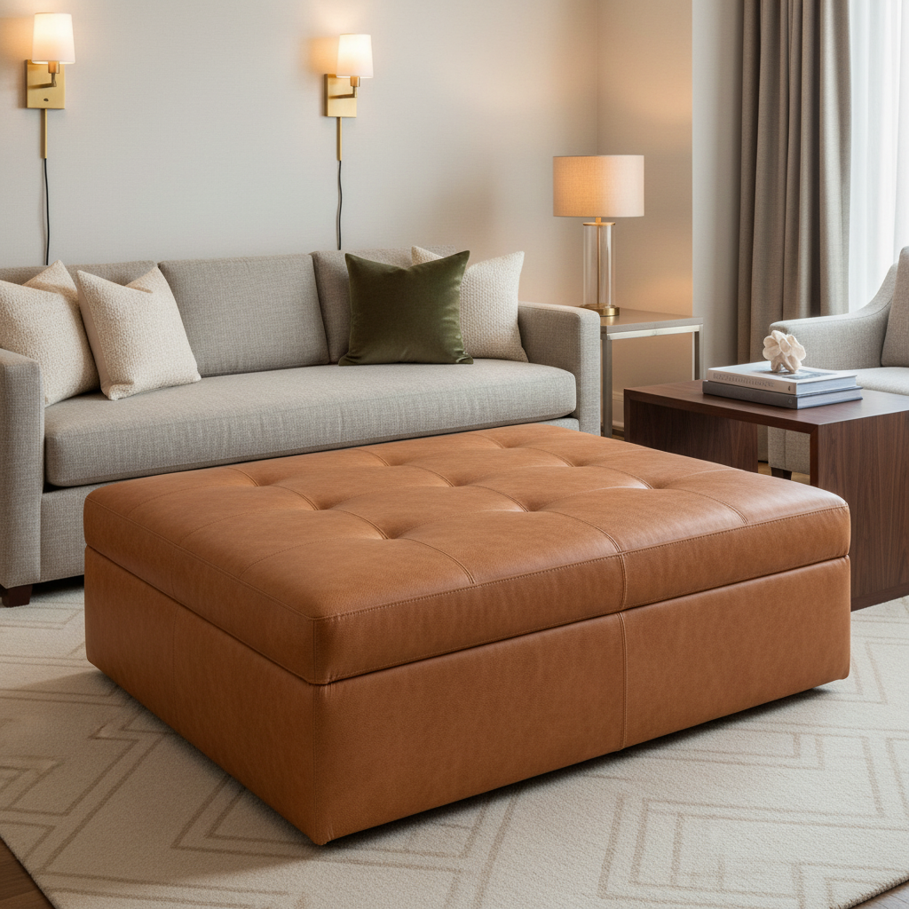 Vintage Harbor - Pumpkin Upholstered Ottoman | Architectural Fabrics