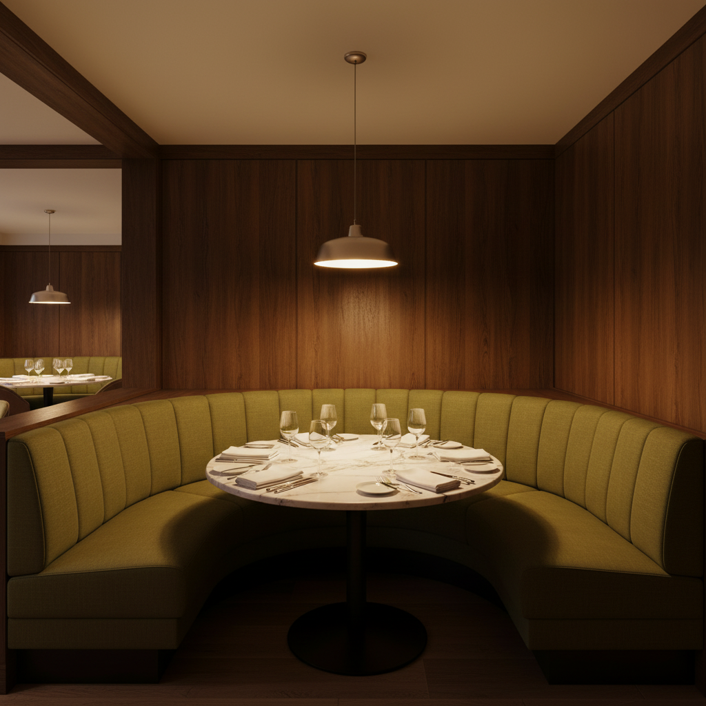 Linen Island - Grass Upholstered Banquette | Architectural Fabrics