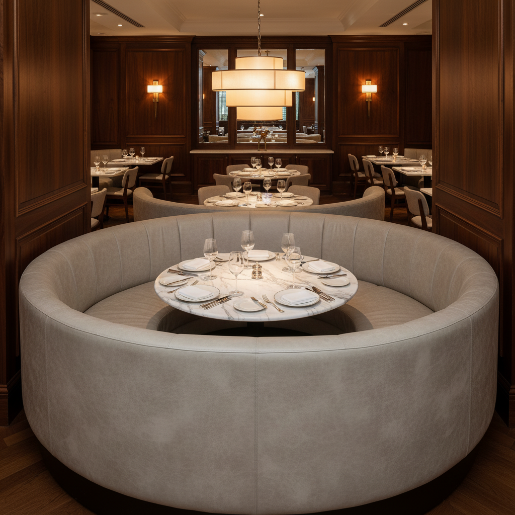 Subtle Textured Grain Soft Stone Upholstered Banquette | Architectural Fabrics