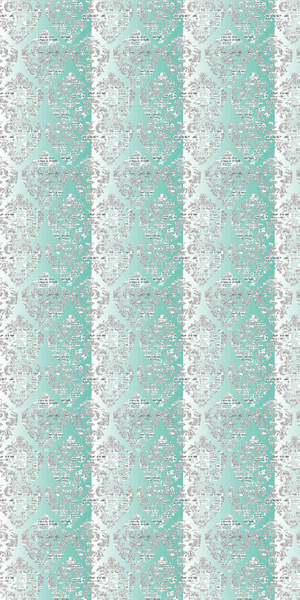 Dalia Stripe Damask Wall Paper - Teal Newspaper Print - Pattern