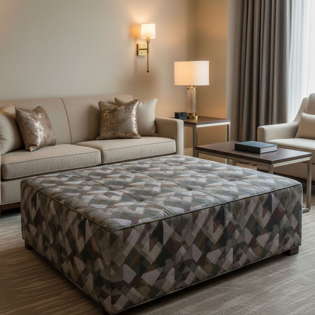 Trellis Bay - Charred Upholstered Ottoman | Architectural Fabrics
