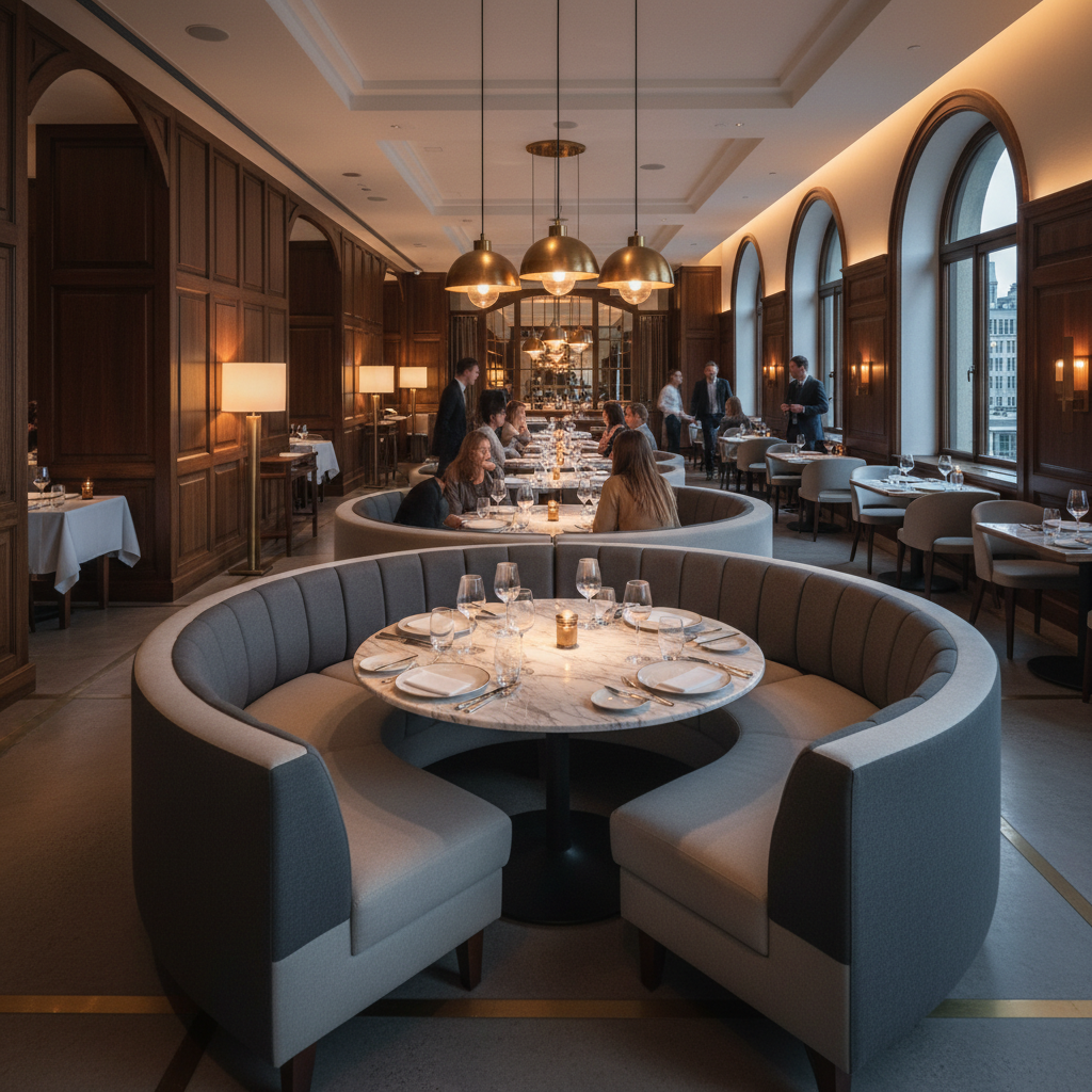 Berryville Plata Upholstered Banquette | Architectural Fabrics