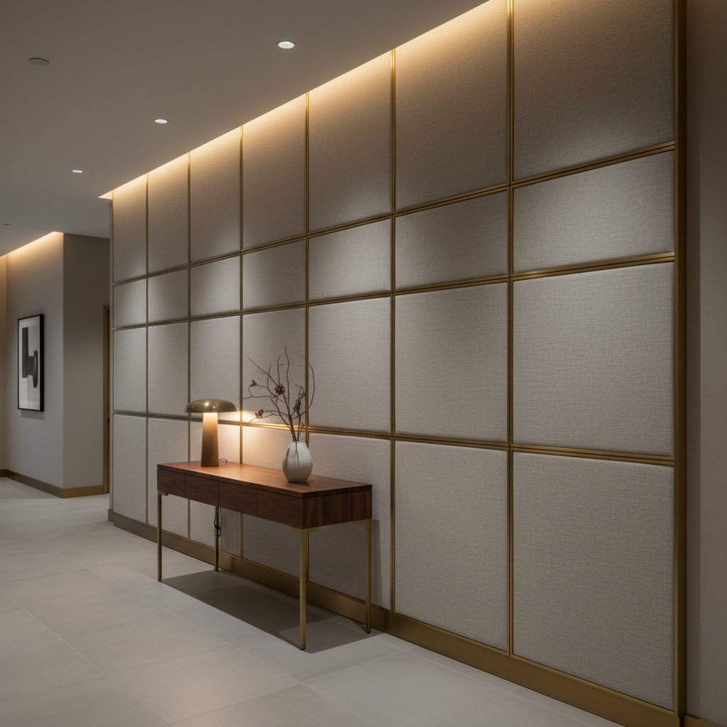 Fine Woven Texture Soft Gray Upholstered Wall Panel | Architectural Fabrics