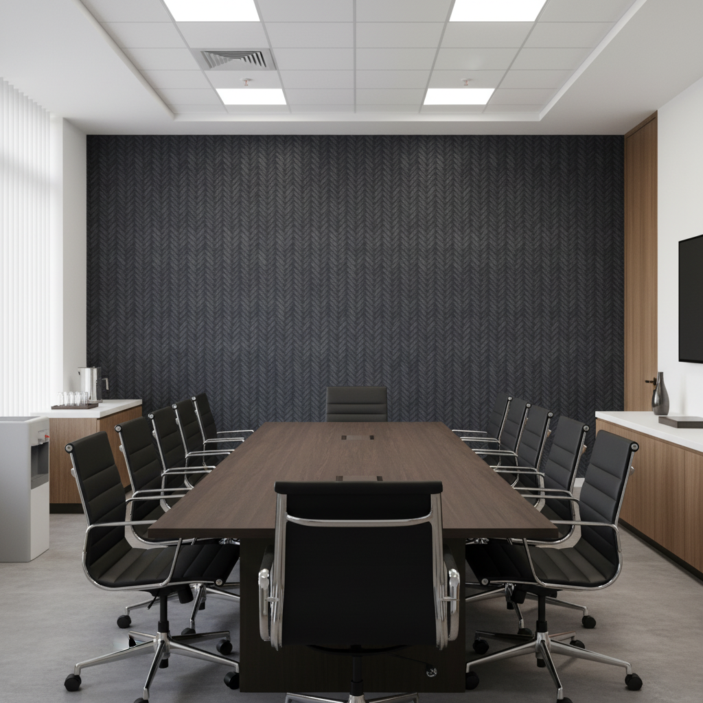 Moroccan Midnight Basketweave | Hollywood Wallcoverings - Conference Room commercial room setting