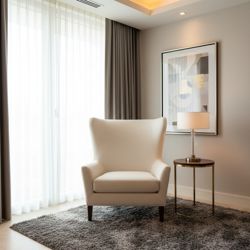 Fine Pebble Grain Creamy Ivory Upholstered Chair | Architectural Fabrics