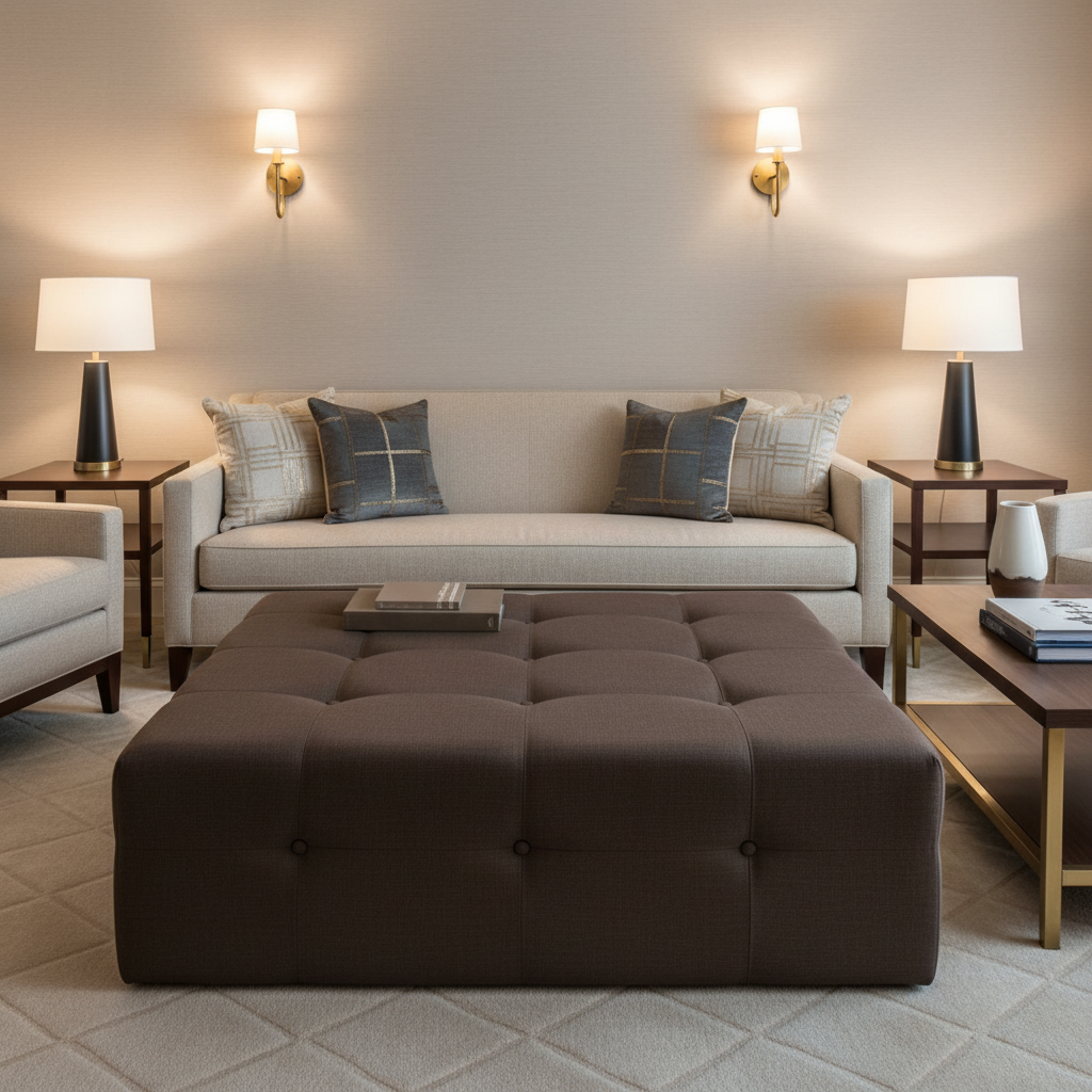 Linen Island - Abyss Upholstered Ottoman | Architectural Fabrics