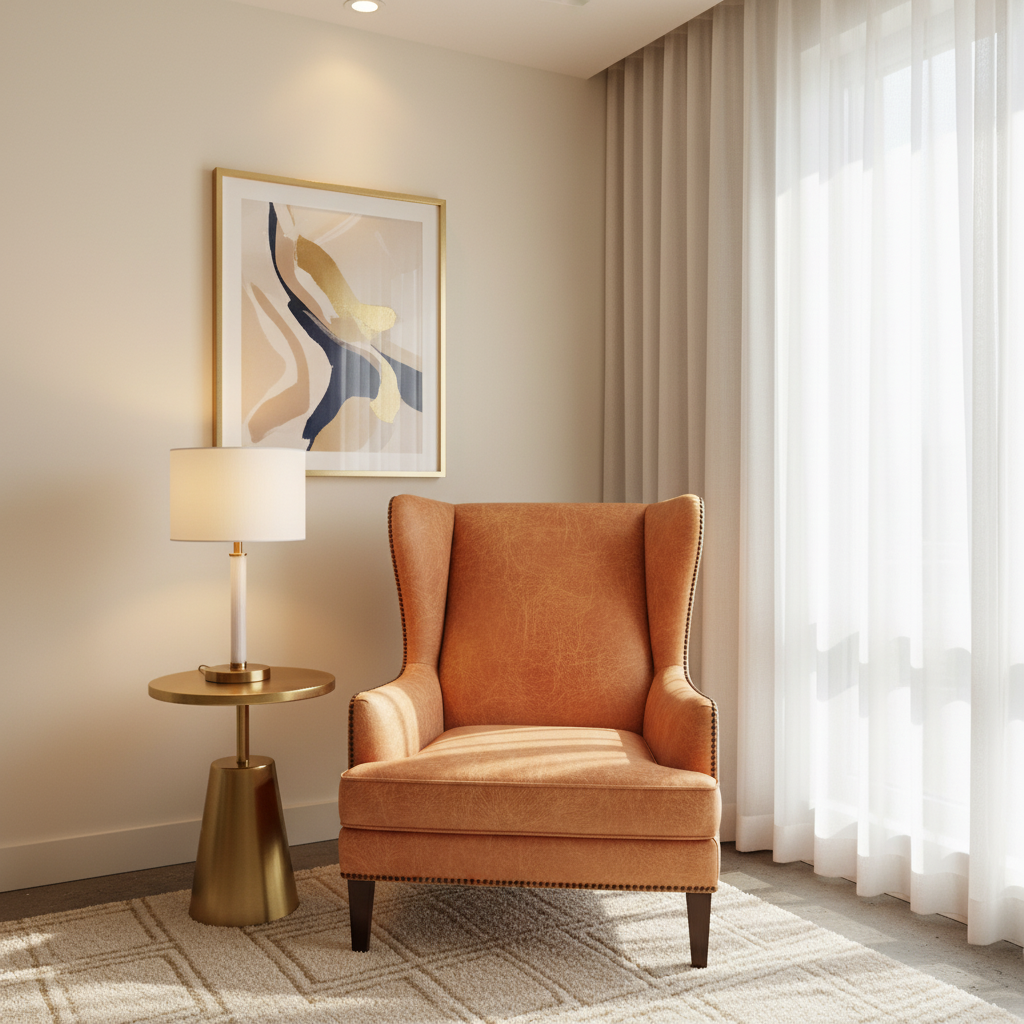Fine Pebble Grain Golden Apricot Upholstered Chair | Architectural Fabrics